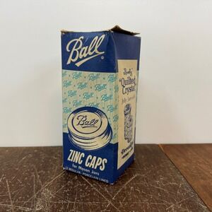 Vintage 1975 Ball Zinc Caps for Mason Jars Regular‎ Porcelain Lined Box EMPTY